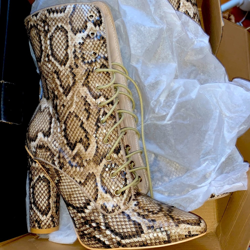 Beautiful faux snakeskin booties